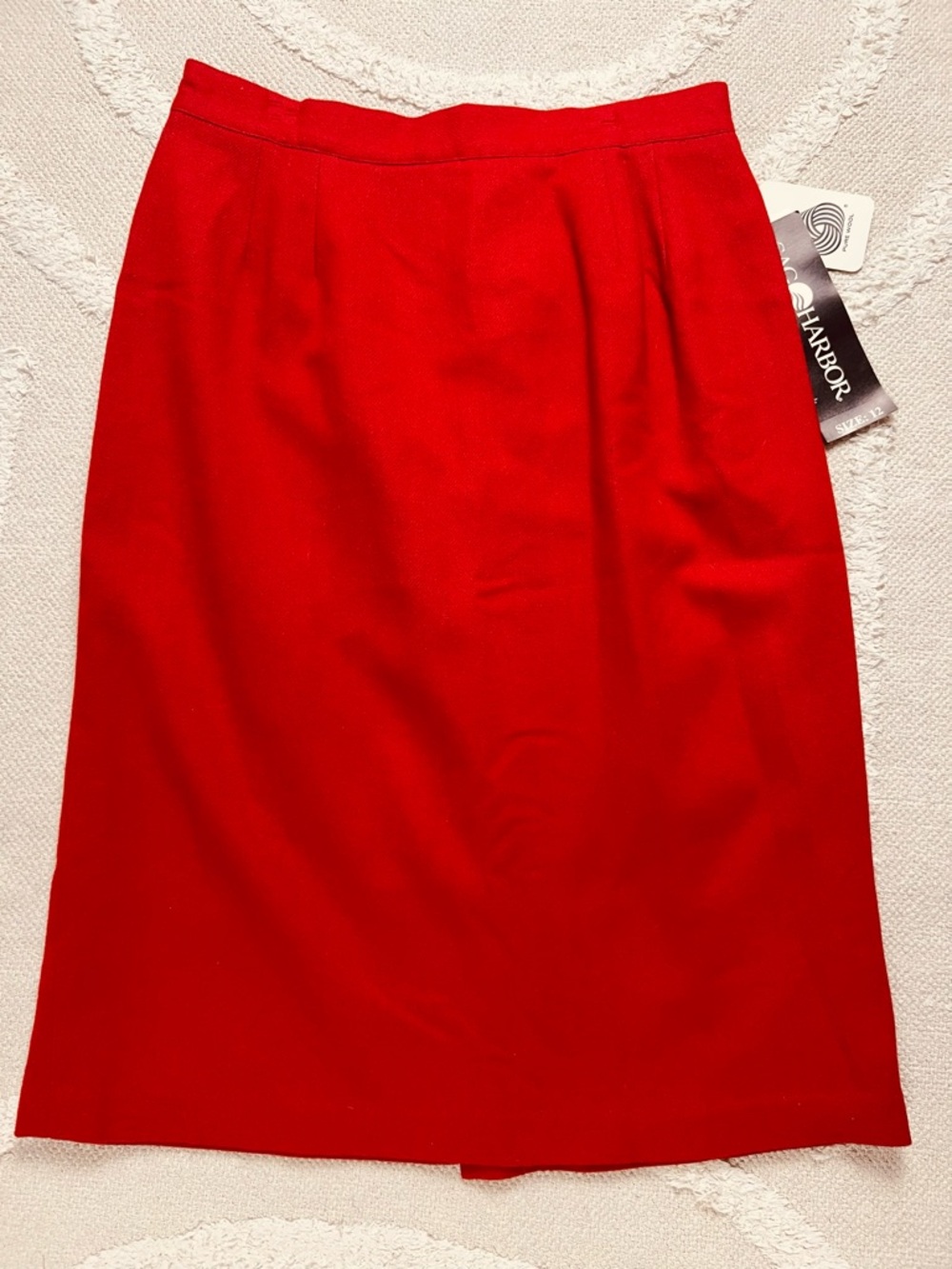 Vintage Sag Harbor 100% Wool Pencil Skirt – Vibrant Red, Size 12